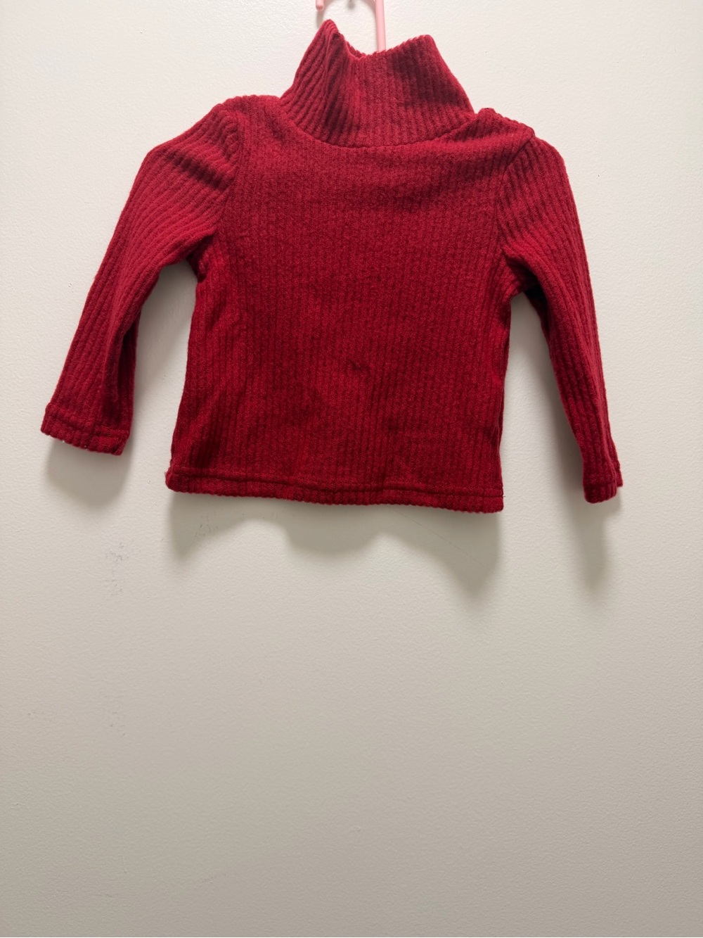 SHEIN Kids Red Ribbed Turtleneck Sweater